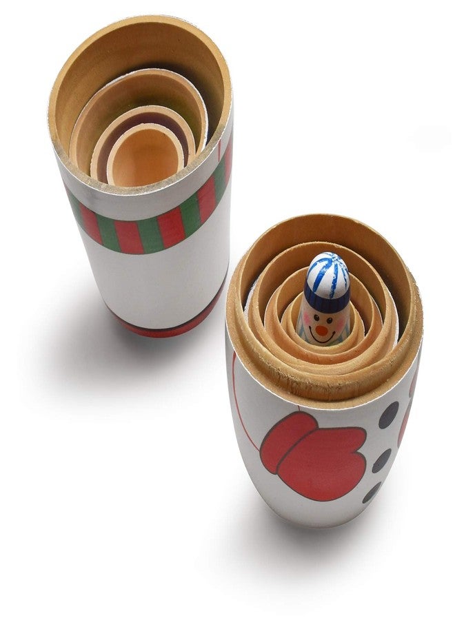 GRPSKCOS 5pcs Nesting Dolls Snowman Santa Claus Russian Matryoshka Dolls Handmade Wooden Christmas Birthday Gift for Kids (05 Snowman) - Image 5